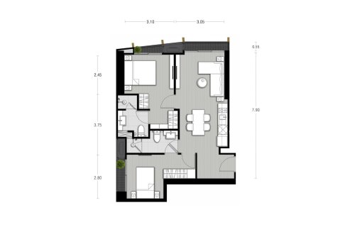 Condominium floor plan, 2 bedrooms in Noble State 39 No. 11018 (2D)