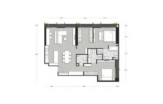 Penthouse floor plan, 2 bedrooms in Noble State 39 No. 11022