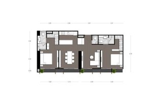 Penthouse floor plan, 2 bedrooms in Noble State 39 No. 11021