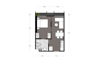 Condominium floor plan, 1 bedroom in Noble State 39 No. 11016