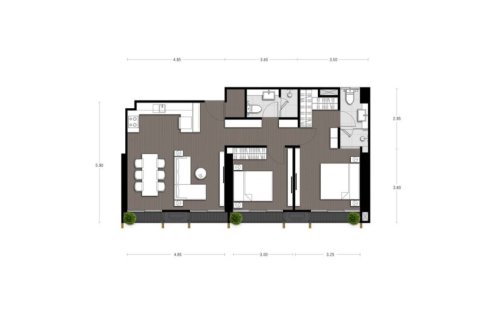 Penthouse floor plan, 2 bedrooms in Noble State 39 No. 11020 (2D)
