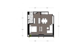 Condominium floor plan, 1 bedroom in Noble State 39 No. 11017